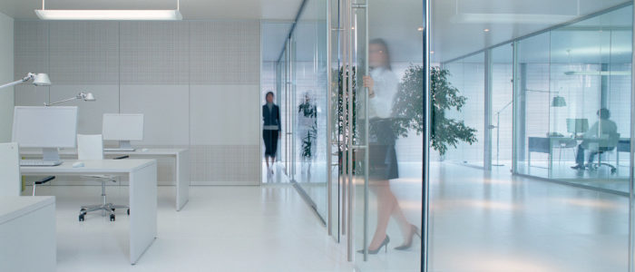 using glass partitions